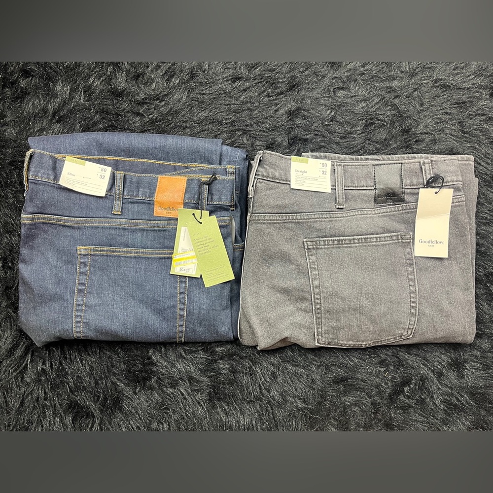 Goodfellow & CO Men’s Big & Tall Straight/ Straight 50x30 Gray & Blue Jeans New